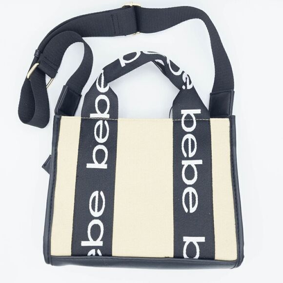Bebe Hana Canvas Top Handle Crossbody Beige - Picture 5 of 5